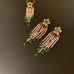 Green CZ Chandelier EARRINGS ONLY-